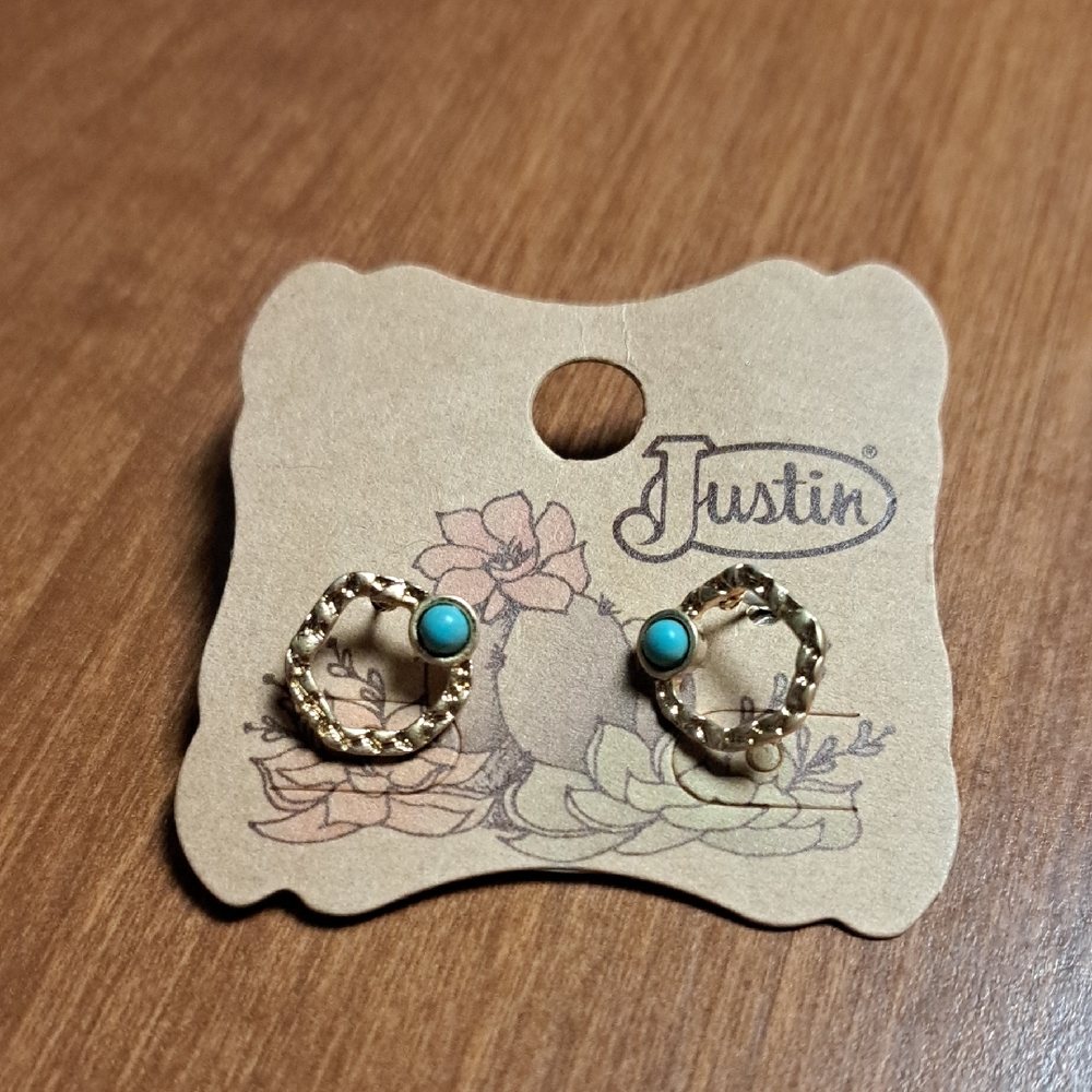 FLASH SALE Justin Boots Twisted Gold and Blue Earrings